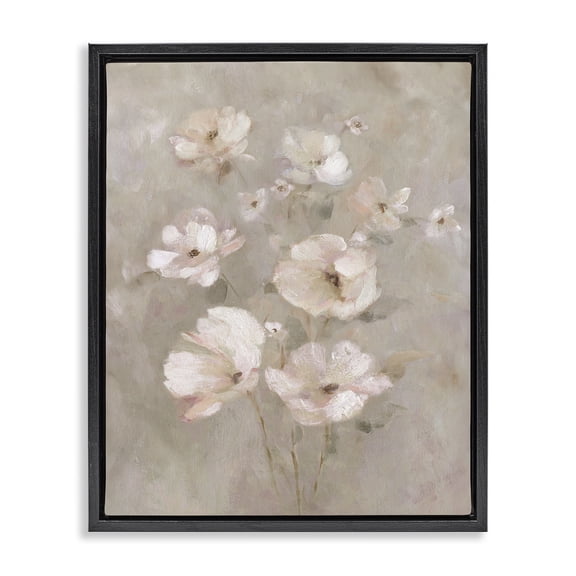 Stupell Industries Traditional Blush Florals over Beige Black Floating Frame Canvas Art, 17 x 21, by Carol Robinson