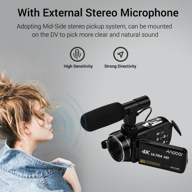 Cergrey Microphone, microphone pour caméra, microphone à condensateur  portatif léger avec Windsheid pour caméscope 