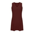 thumbnail image 7 of UVEASISHA Solid Mini Dresses for Women Sleeveless V Neck Tank Dress Side Split Formal Party Dresses Wine S, 7 of 7