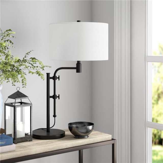 Henn & Hart TL0463 Polly Height-Adjustable Blackened Bronze Table Lamp