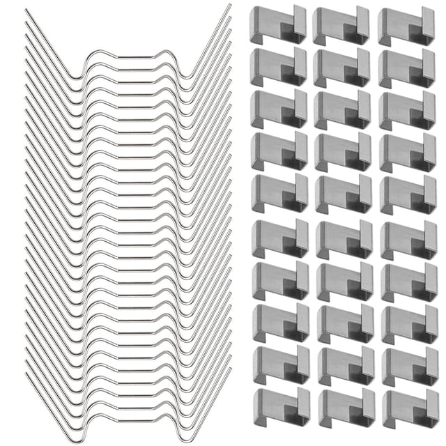 Greenhouse Protectors, High Rust Resistance Stainless Steel W Type Clips for Twin-Hall Web Sheets, Additional Security for Aluminium Greenhouse Care (100Pcs)