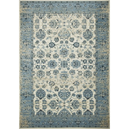 2â€™ x 8â€™ Blue Ivory Distressed Oriental Runner Rug