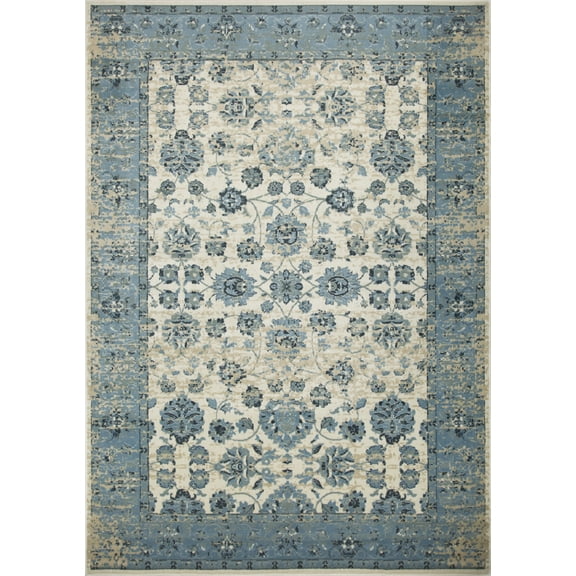 2â€™ x 8â€™ Blue Ivory Distressed Oriental Runner Rug