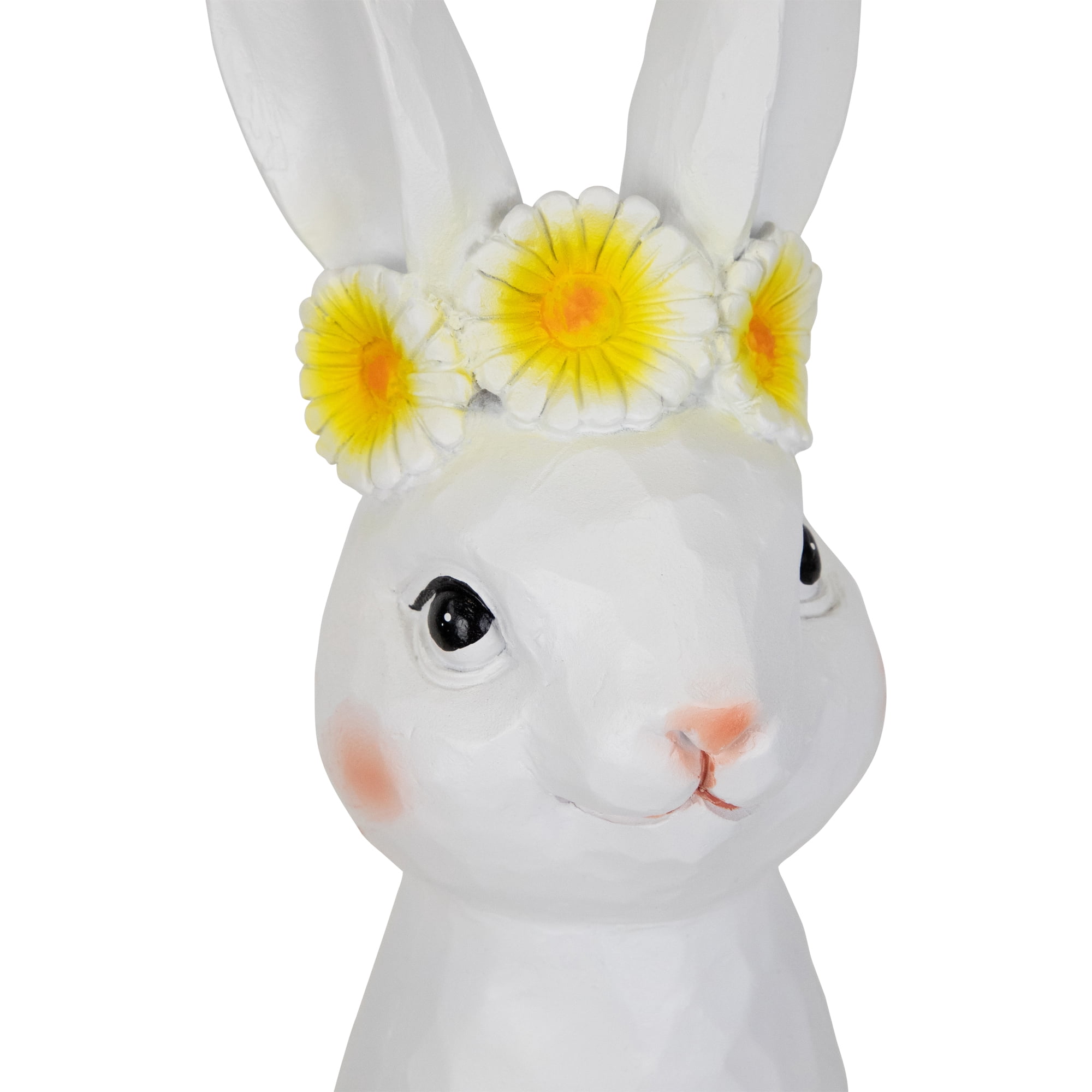 Northlight Easter Bunny Bust with Daisy Flower Crown - 9" - White