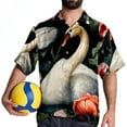thumbnail image 4 of Swan Men's Casual Poplin Printed Button Down Short Sleeve Summer Beach Shirts - Unisex, 4 of 6