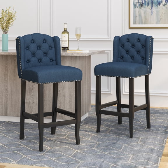 Vienna Contemporary Fabric Tufted Wingback 31 Inch Counter Stools, Set of 2