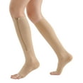 YUSHOW Zipper Compression Socks, 3 Pairs Women's Open Toe Knee High Circulation Stockings