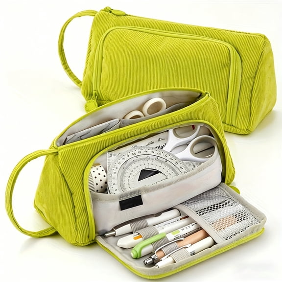 Lunxisen 1 Pcs Pencil Case Organizer Large Capacity Multi Compartment Zipper Pouch For Office Supplies Stationery Storage