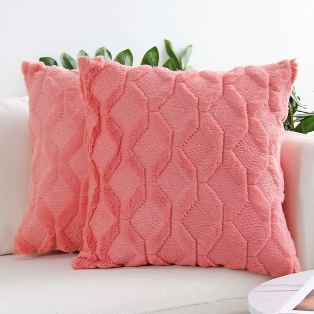 Dinheiro JOJUSIS Fundas de Almohada Decorativas de Terciopelo de Lana Corta de Felpa Fundas de cojín de Estilo Lujo Fundas de Almohada de Piel sintética para sofá Dormitorio Paquete de 2 18 x 18