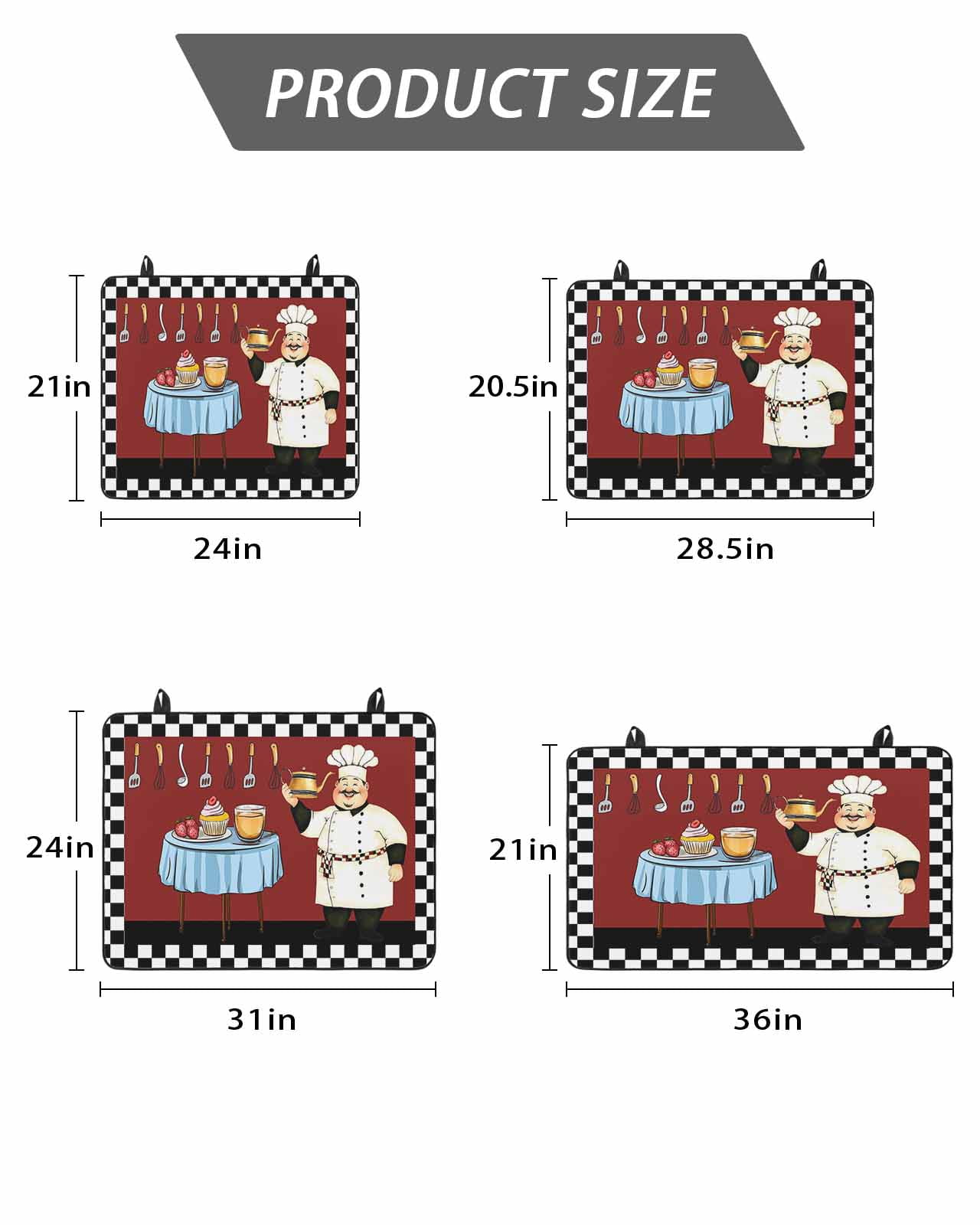 Stove Top Covers for Electric Stove, Chef Glass Stovetop Cover Protector, Cartoon Red Food Cooking Black White Buffalo Check Induction Cooktop Protector Oven Mat for Kitchen Countertop 24"x21"