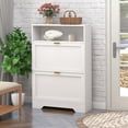 thumbnail image 3 of Shoe Cabinet for Entryway, Slim Shoe Storage Cabinet with 2 Flip Drawers and Open Shelf, 3-Tier Wooden Shoe Rack Cabinet, 3 of 7