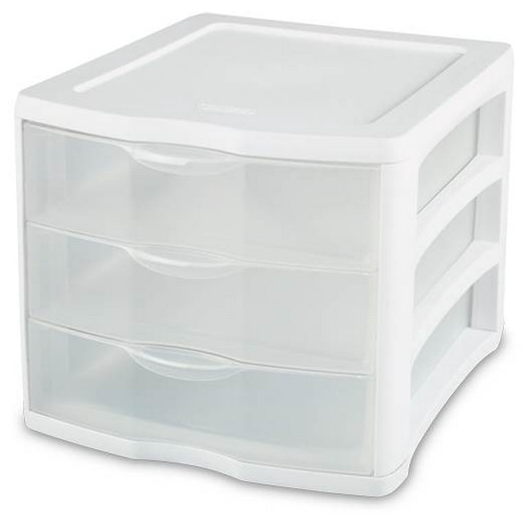 Sterilite 3 Drawer Unit Plastic, White 