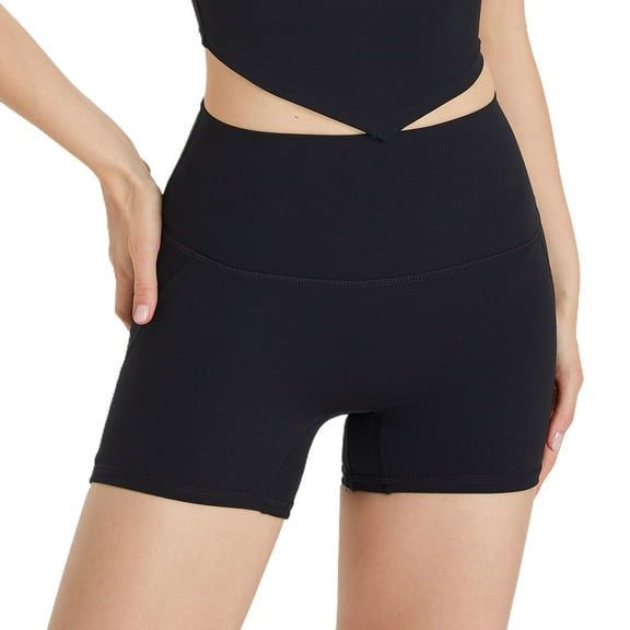 SWSMCLT Women's Soft Active Biker Shorts Running Yoga Pants High Waisted Yoga Shorts Tight Workout Short Black 8-10