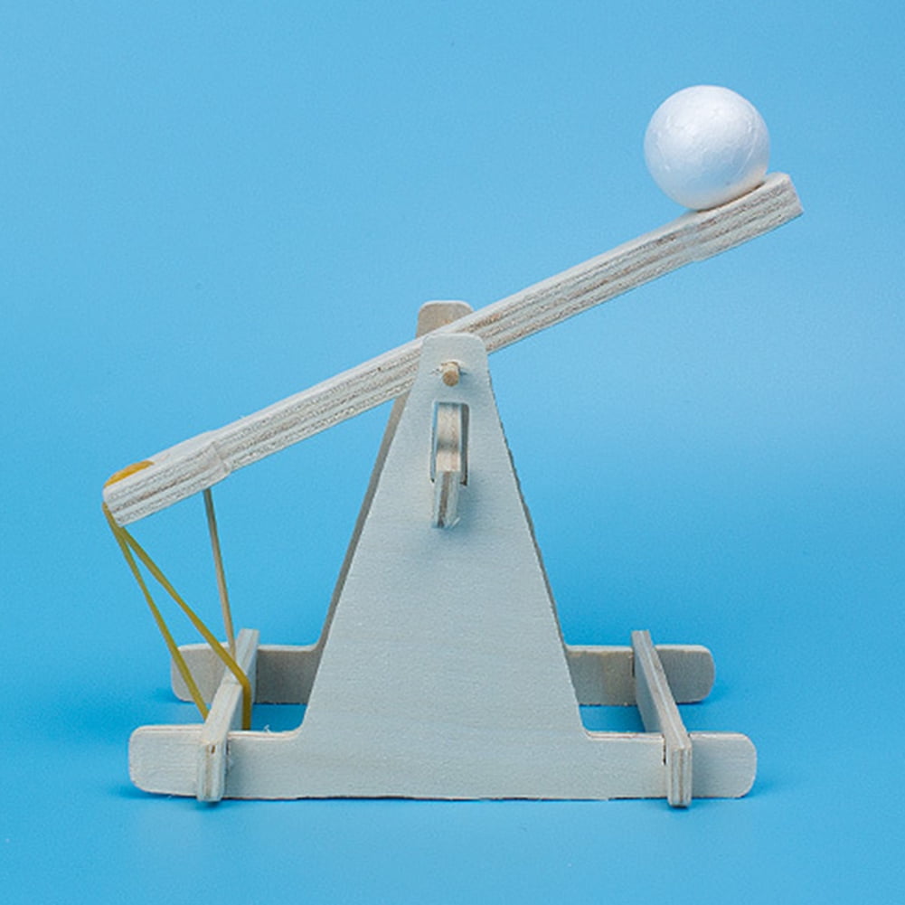 Children Scientific Experiment DIY Trebuchet Toy Model Wooden Catapult Kits Del 