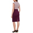 thumbnail image 3 of INSPIRE CHIC Work Dress for Women Tweed Crew Neck Sleeveless Patchwork Office Business Bodycon Sheath Dresses M Burgundy, 3 of 6