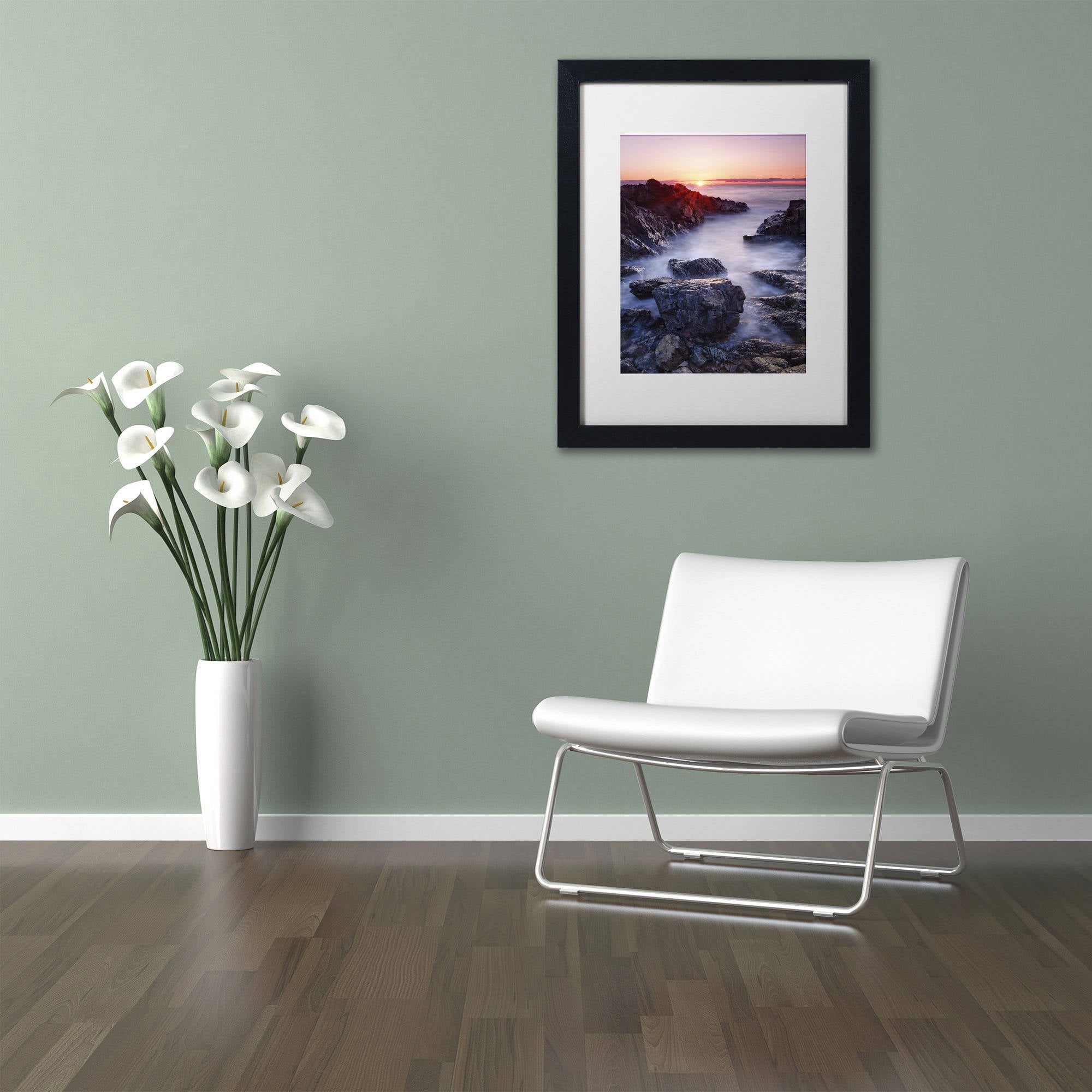 Trademark Fine Art "Marginal Way Sun" Canvas Art by Michael Blanchette Photography White Matte, Black Frame