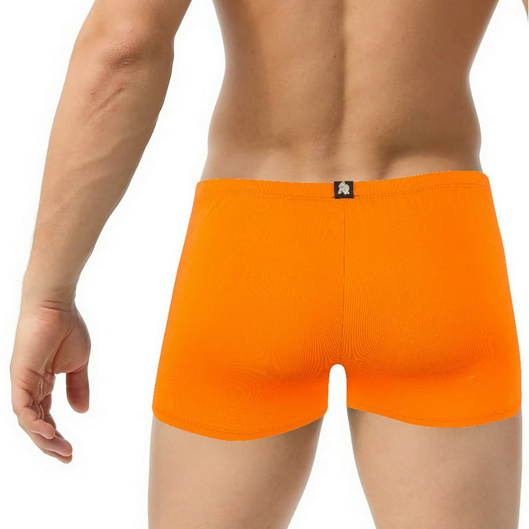Knosfe Men's Stretch Breathable Underwear Cotton Solid Color Button Boxer  Briefs