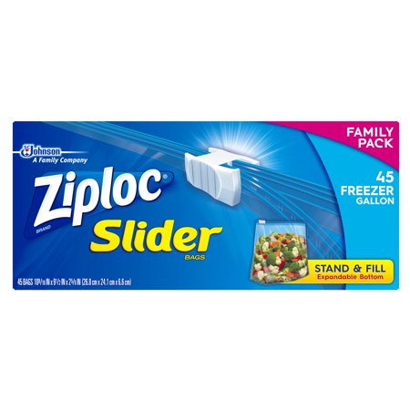 Ziploc Slider Freezer Bags, Gallon, 45 Count