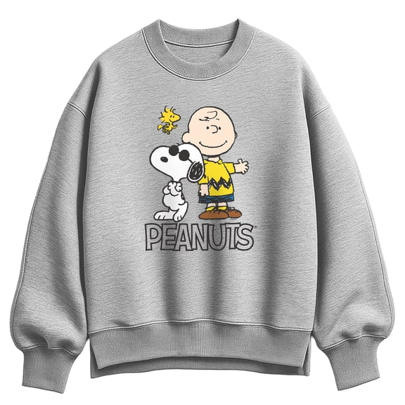 Peanuts - Charlie Brown, Snoopy & Woodstock - Women's Oversized Fleece Crew Sweatshirt
