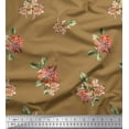thumbnail image 1 of Soimoi Tissu en Poly Georgette Imprimé Floral Feuilles & Lys au Mètre 42 Pouces de Large, 1 of 6