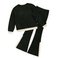 thumbnail image 5 of Womens 2 Piece Outfits 2025 Fall Solid Color Long Sleeved Comfortable Hooded Pants Home Clothing Set Track Suit Matching Winter Clothing Black XL, 5 of 8