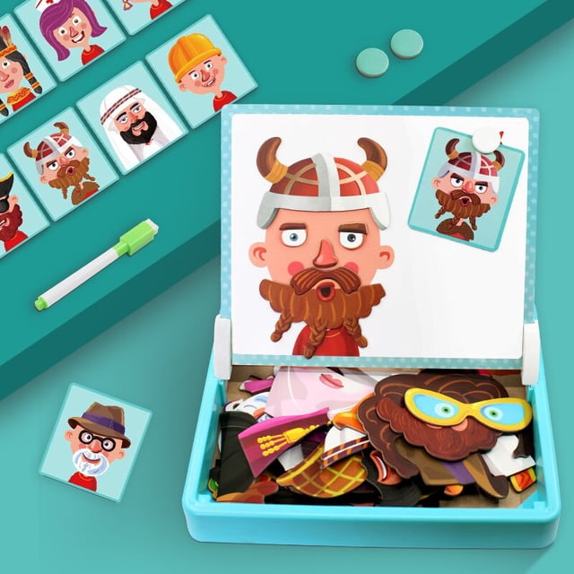 Double-sided Magnetic Stickers 3D Puzzle Educational Toys Montessori Early Learning Alphabet Animal Ocean Board Game heqiyong toy