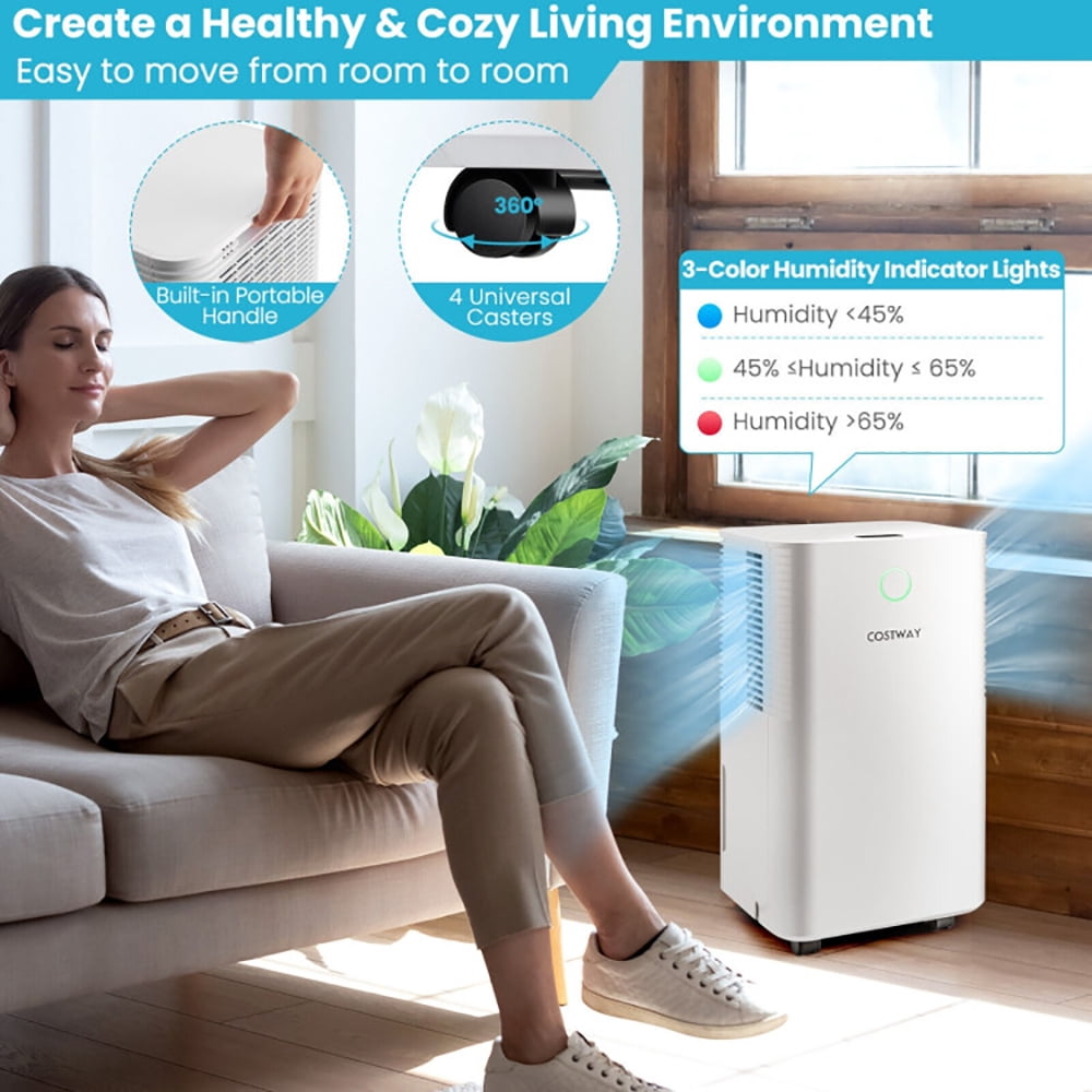 Spaco 1750 Sq. Ft 32 Pints Dehumidifier with Auto Defrost and 24H Timer Drain Hose-White, Dehumidifier for Basement and Bedroom