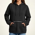 thumbnail image 6 of Josdec Women's Button-Front Hoodie Long Sleeve Drawstring Hood Zipper Decor Kangaroo Pocket Loose Drop Shoulder Solid Pullover Sweatshirt Tops S-XXL, 6 of 7