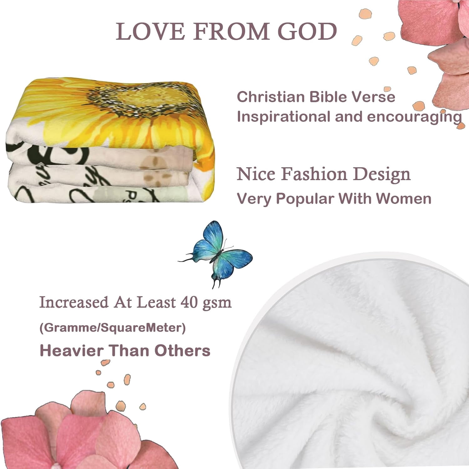 Christian Blanket Birthday Gifts for Women Men, Inspirational Scripture Throw Blanket with Bible Verse Religious Gifts (Navy, 60x80 inch, Navy Letter)