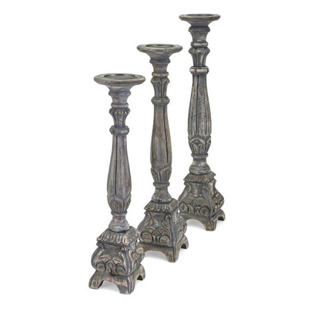 IMAX 14762-3 Porte-Bougies en Bois Kami, Marron - Ensemble de 3