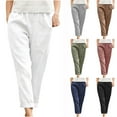 thumbnail image 7 of BLVB Cotton Linen Pants for Women High Waisted Straight Leg Pants Casual Baggy Plus Size Lounge Trousers with Pockets, 7 of 7