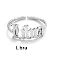 thumbnail image 1 of WREESH Twelve Constellation English Letter Ring Opening Stainless Steel Adjustable Ring, 1 of 2
