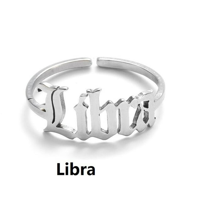 Anillo ajustable de acero inoxidable con apertura de anillo con letras inglesas de doce constelaciones Wmkox8yii fajkfhkj2135
