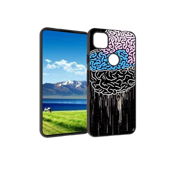 Compatible with Google Pixel 4A 4G Phone Case, Brain-Art Case Men Women, Flexible Silicone Shockproof Case for Google Pixel 4A 4G