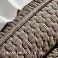 thumbnail image 4 of EVERGRACE Luxury Velvet Quilt Set King Size 3 Piece, Soft Cross-Stitch Velvet Comforter Set with Pillow Shams, Lightweight Coverlet Bedspread Bedding Set for All Seasons, Mushroom Brown, 4 of 8