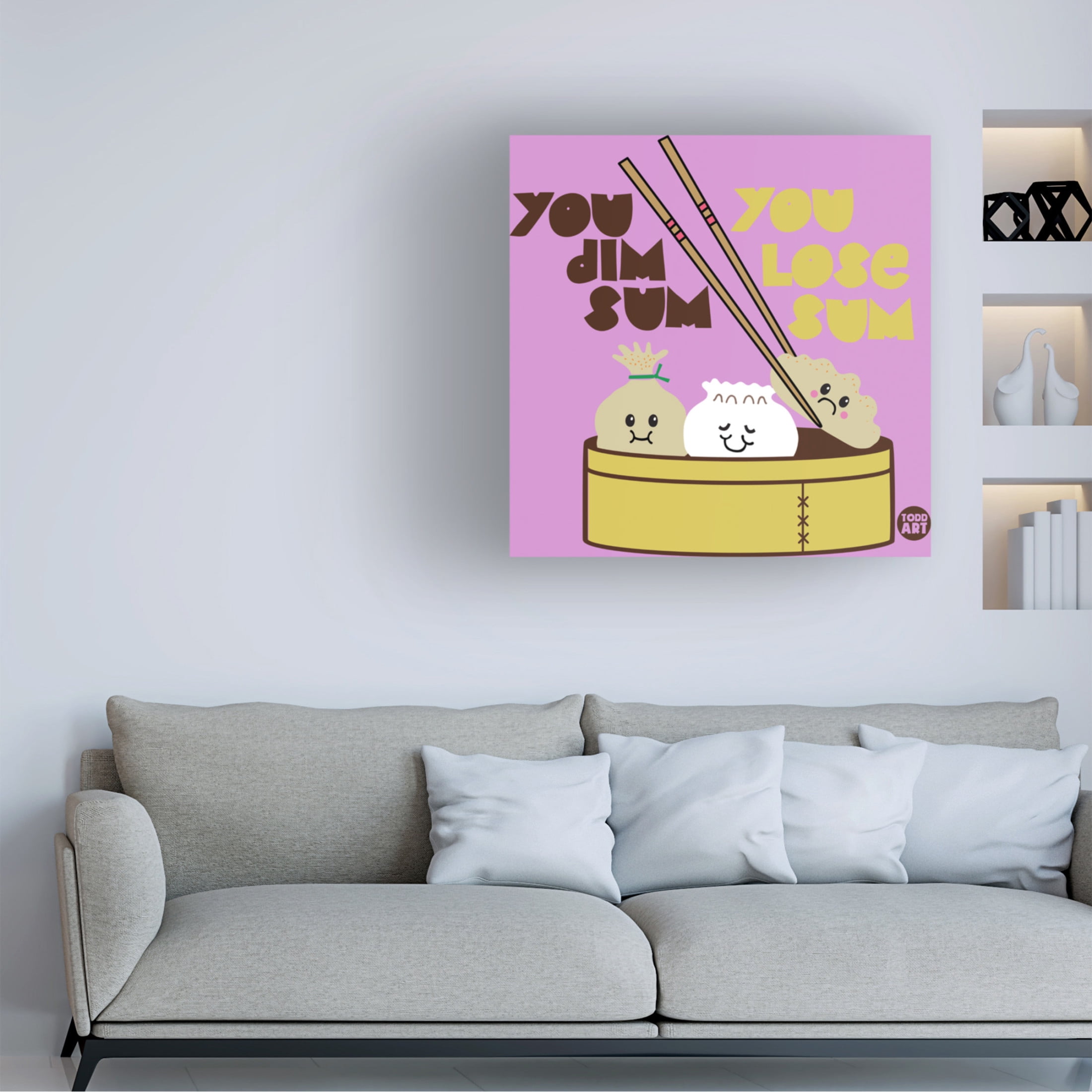 Canvas Wall Art - toddart 'Dim Sum Lose Sum' Wall Art for Living Room, Bedroom, or Office Décor by Trademark Fine Art - 35 x 35 Inches