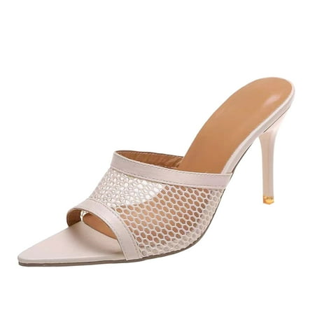 

Youmylove Women Slippers Ladies Pointed Open Toe Heeled Sandals Hollow Out Slides Stiletto Slip On Summer Sexy Dressy Shoes Zapatos De Mujer