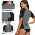 thumbnail image 3 of Women Rash Guard Short Sleeve Swimsuit Top Colorblock Sporty Swim Shirt, 3 of 7