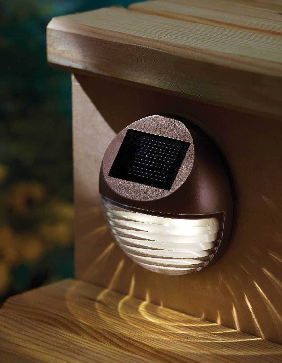 Pack of 8 Solar Outdoor Garden LED Round Step Deck Light by