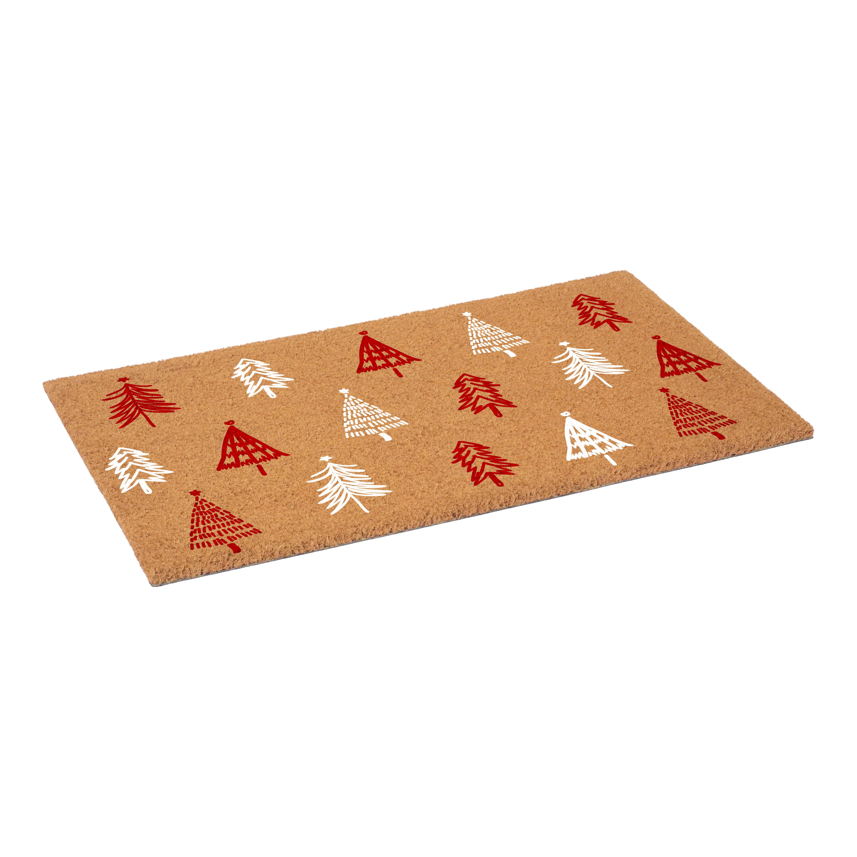 Red White Christmas Tree Farm Doormat 17" x 29"