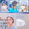 thumbnail image 2 of Langgg 6 Pieces Working Caps Doctors Gourd-shaped Long-time Service Pure Color Dull Polish Button Assorted Colors Unisex Operating Hats Blue adjustable white Buckles, 2 of 6