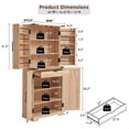 thumbnail image 5 of Ataucjin Kitchen Pantry With Rattan Doors, 72" inch Storage Cabinet With Organizer, Drawer And Adjustable Shelves, Wood Cupboard For Kitchen, Dining Room, Bathroom And Hallway, Natural Oak, 5 of 6