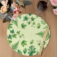 thumbnail image 3 of Spring Botanical Round 13 Inch Placemats Set of 4, Green Ivy Ferns Oak Leaves Yellow HeatResistant Non Slip Place Mats for Dining Table, Wipeable Braided Kitchen Table Mats for Housewarming, 3 of 9