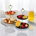 thumbnail image 3 of JeashCHAT 2 Tier Cupcake Stand, Metal Tiered Tray Decor, Fruit Tray Dried Fruit Tray Dessert Stand, Round Cake Serving Tray for Tea Party Wedding Birthday Baby Shower, Black, 3 of 3