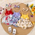 thumbnail image 2 of mgoYE Baby Girl Clothes 0-3 Months Newborn Short Sleeve Romper One Piece Jumpsuit 3Pack Summer Infant Outfits 0 3 6 9 12 18 Months with Headband|Red 3-6 Months, 2 of 7