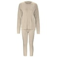 thumbnail image 3 of Gibobby Conjunto de sudadera y pantalones informal de invierno para mujer, de manga larga, suéter tejido, blusa superior y pantalones largos, conjunto de ropa(Beige,M), 3 of 5