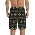 thumbnail image 3 of Naloa Mardi Gras Fleur de Lis Men's Short Pajama Pants, Lounge Comfort Shorts with Elasticized Waistband and Side Pockets - XX-Large, 3 of 9
