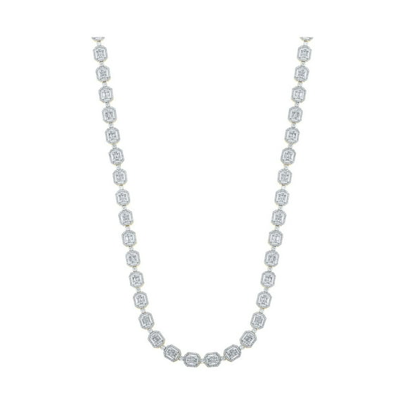 10kt Yellow Gold Mens Baguette Diamond 24-inch Link Chain Necklace 15 Cttw