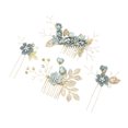 thumbnail image 2 of Koszal 4Pcs Hair Pins Set Charming Exquisite Alloy Fake Pearl Crystal Leaf Flower Bride Hair Clip for Wedding, 2 of 7