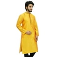 thumbnail image 4 of Atasi Men's Band Collor Yellow Kurta Dupion Full Sleeve Ethnic Shirt-Medium, 4 of 7